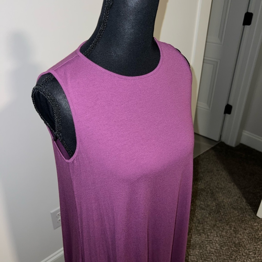 Eileen Fisher Sleeveless Plum high neck hankerchef hem midi Dress XS Resortwear - Picture 4 of 9